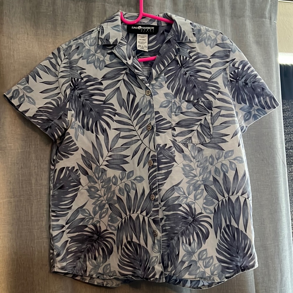 Sag harbor blue tree print button up